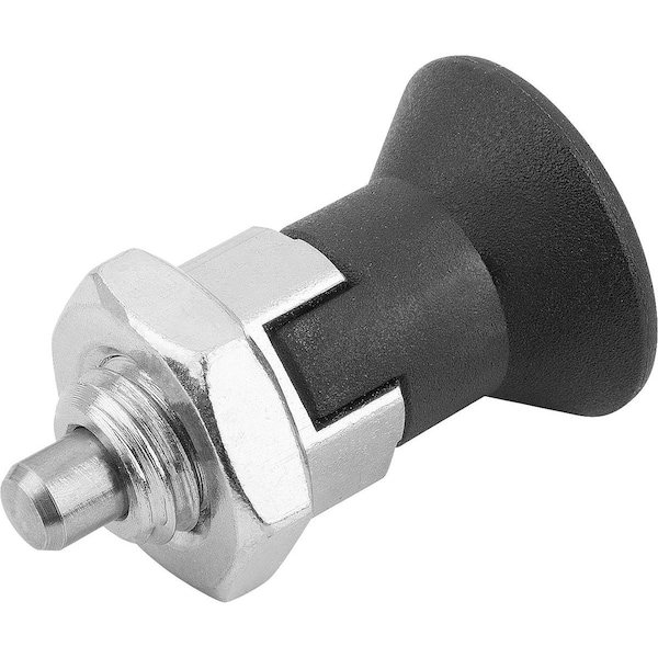 Kipp Indexing Plunger Eco Short Vers Size:0 D1=M08, D=4, Form:D, Steel Not Hardened, Comp: Plastic, Black K0748.04004080 - main